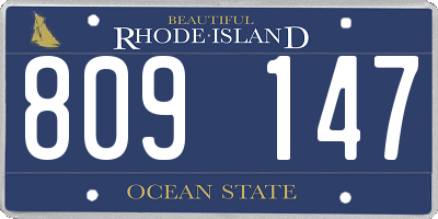 RI license plate 809147