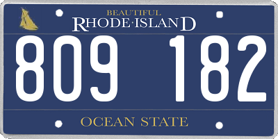 RI license plate 809182