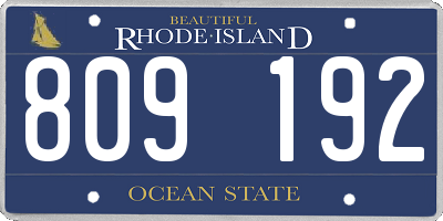 RI license plate 809192