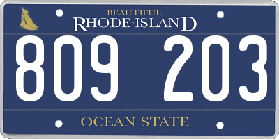 RI license plate 809203