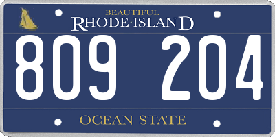 RI license plate 809204
