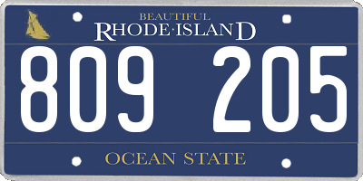RI license plate 809205