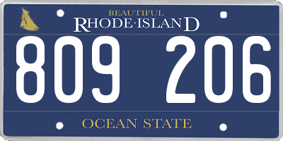 RI license plate 809206