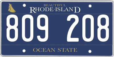 RI license plate 809208