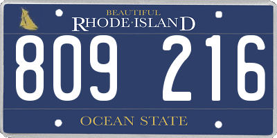 RI license plate 809216