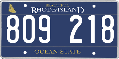 RI license plate 809218