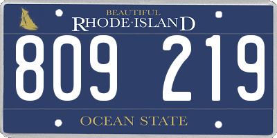 RI license plate 809219
