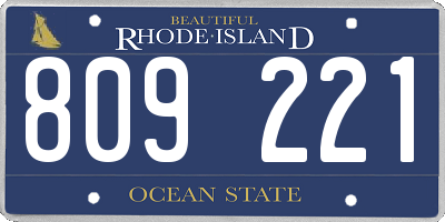 RI license plate 809221