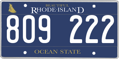 RI license plate 809222