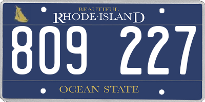 RI license plate 809227