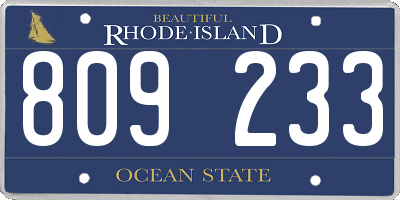 RI license plate 809233