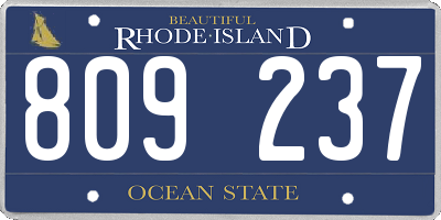 RI license plate 809237