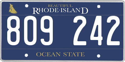RI license plate 809242