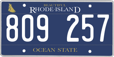 RI license plate 809257