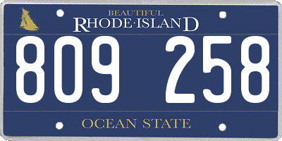 RI license plate 809258
