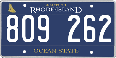 RI license plate 809262