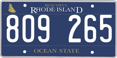 RI license plate 809265