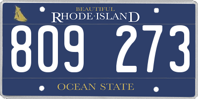 RI license plate 809273