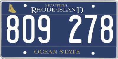 RI license plate 809278