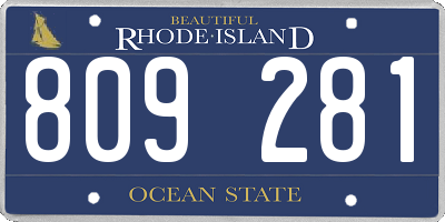 RI license plate 809281