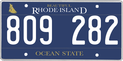 RI license plate 809282