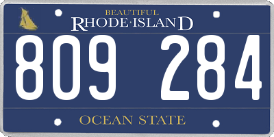 RI license plate 809284
