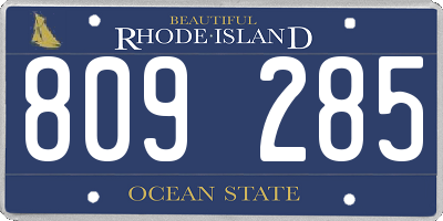 RI license plate 809285