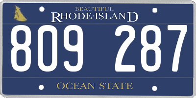 RI license plate 809287
