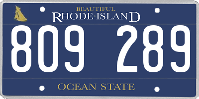 RI license plate 809289