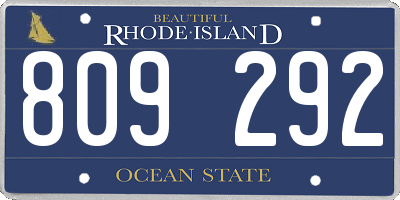 RI license plate 809292
