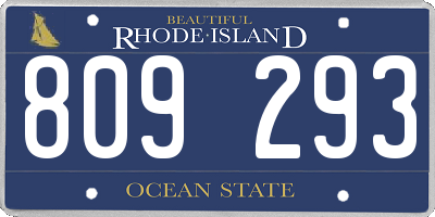RI license plate 809293
