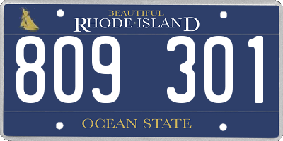 RI license plate 809301