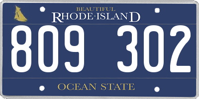 RI license plate 809302