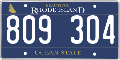 RI license plate 809304