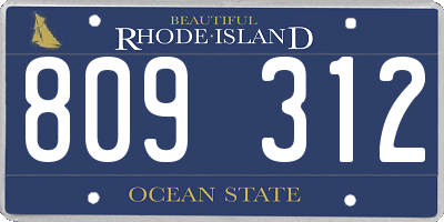 RI license plate 809312