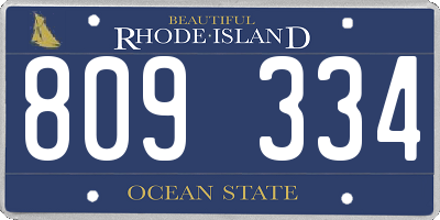 RI license plate 809334