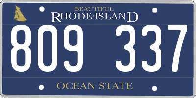 RI license plate 809337