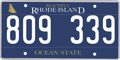 RI license plate 809339