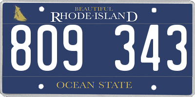RI license plate 809343