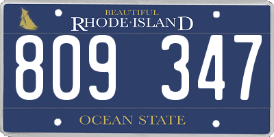RI license plate 809347