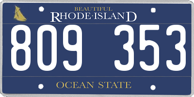 RI license plate 809353