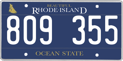 RI license plate 809355