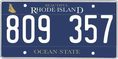 RI license plate 809357