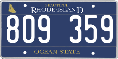 RI license plate 809359