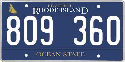 RI license plate 809360