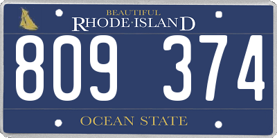 RI license plate 809374