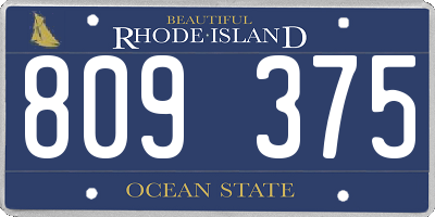 RI license plate 809375