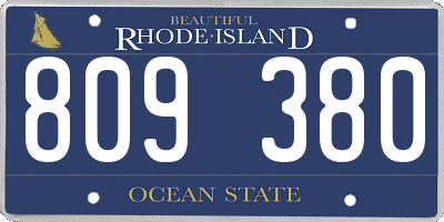 RI license plate 809380
