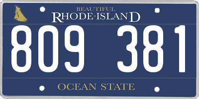 RI license plate 809381