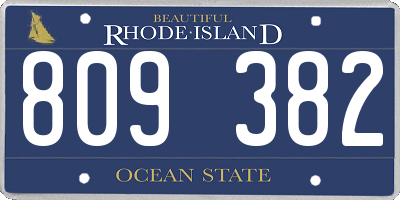 RI license plate 809382
